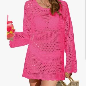 Pink Crochet Swim Cover-Up